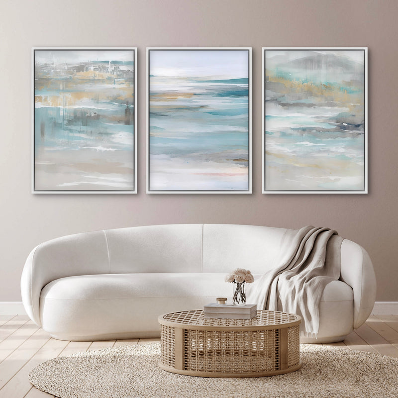 Set of 3 Framed Canvas - Calm Ocean