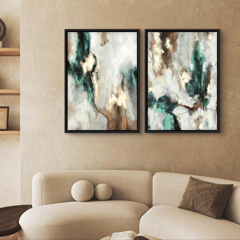 Framed Canvas Set of 2 - Green Forest