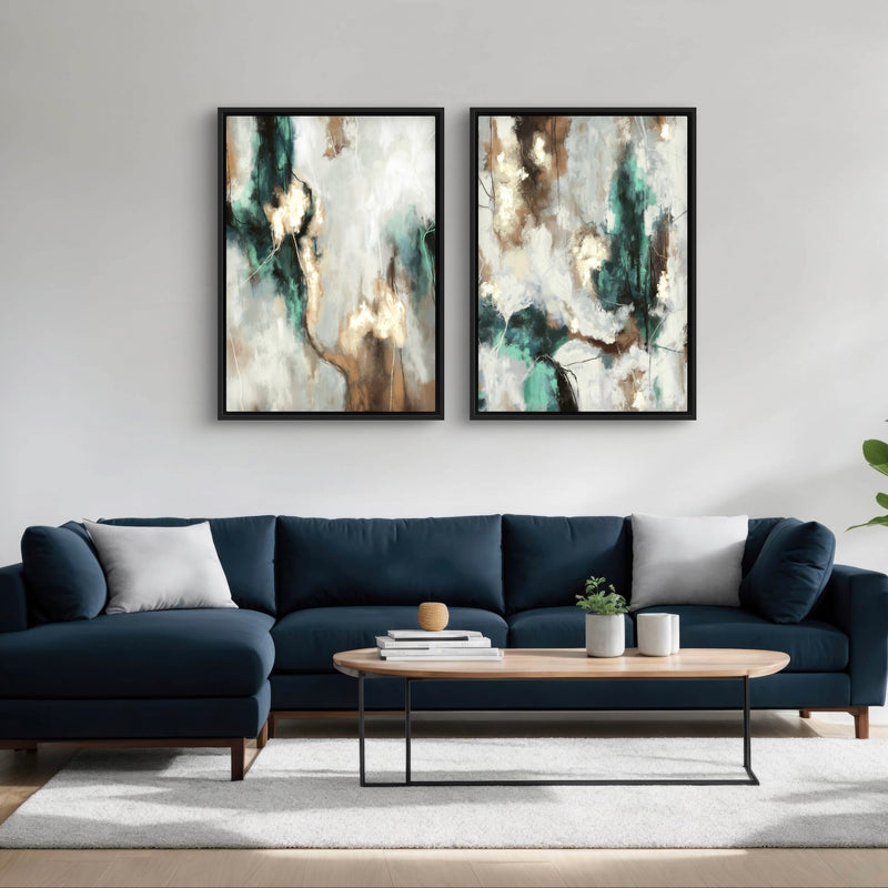 Framed Canvas Set of 2 - Green Forest