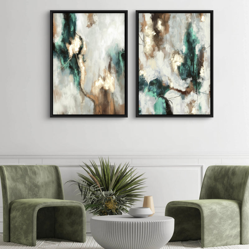 Framed Canvas Set of 2 - Green Forest