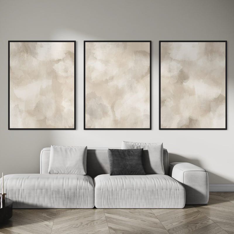 Set of 3 Framed Canvas - Champagne Mist
