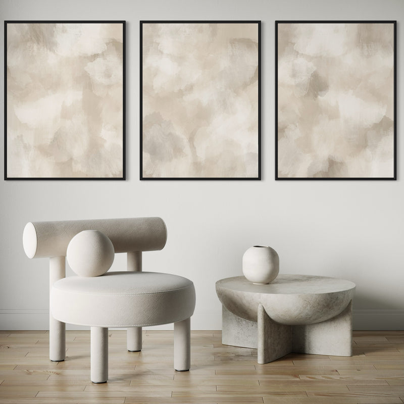 Set of 3 Framed Canvas - Champagne Mist