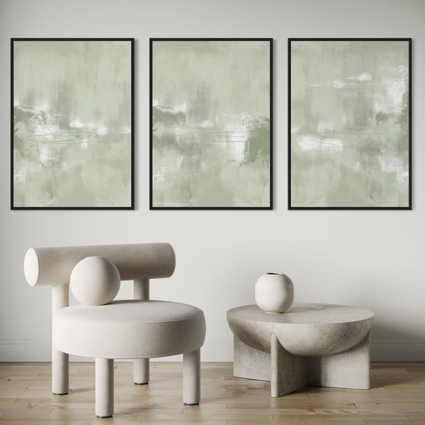 Set of 3 Framed Canvas - Verona Green