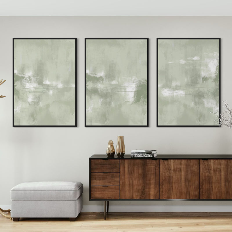 Set of 3 Framed Canvas - Verona Green