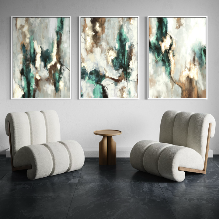 Set of 3 Framed Canvas - Green Forest