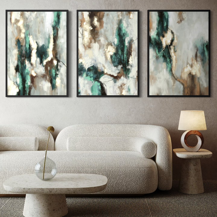 Set of 3 Framed Canvas - Green Forest