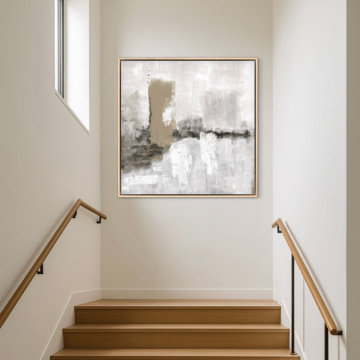 Framed Canvas - Nude & Grey Clouds