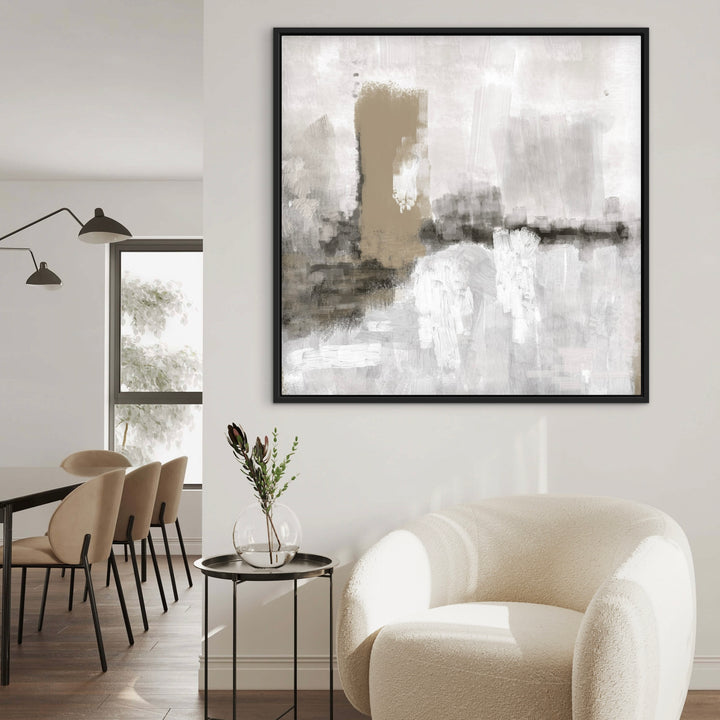 Framed Canvas - Nude & Grey Clouds