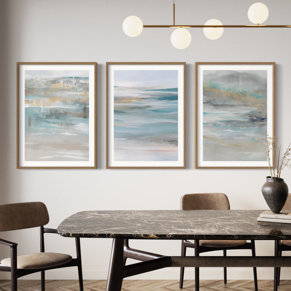 Abstract Art set of 3 prints - Calm Ocean