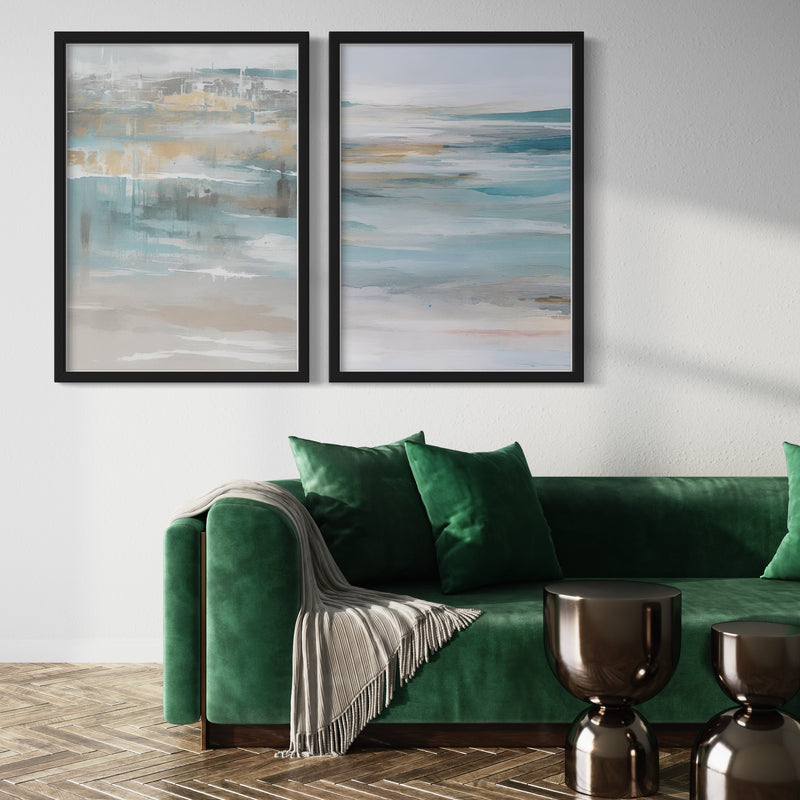 Abstract Art set of 2 prints - Calm Ocean