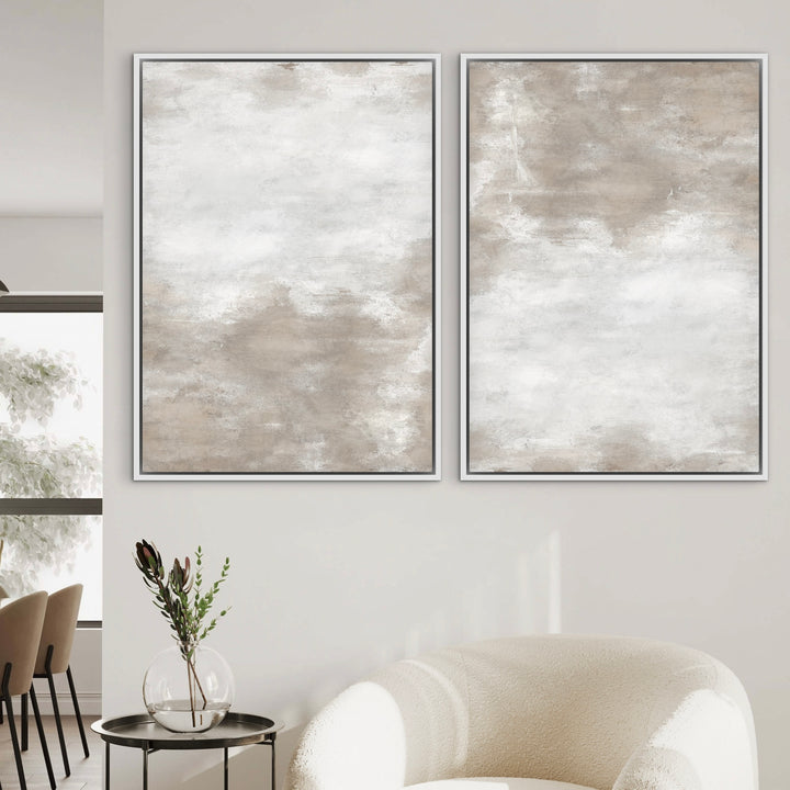 Framed Canvas Set of 2 - White Sand