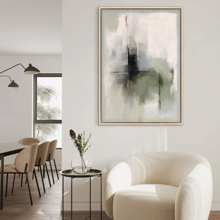 Framed Canvas - Tuscany Green close-up showing rich green brushwork and texture