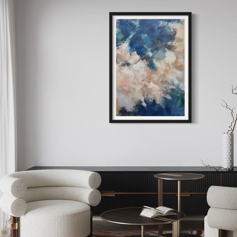 Set of 1 - Abstract Art 'Silver & Blue Clouds'