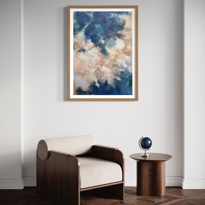 Set of 1 - Abstract Art 'Silver & Blue Clouds'