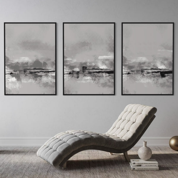 Set of 3 Framed Canvas - Grey Rome