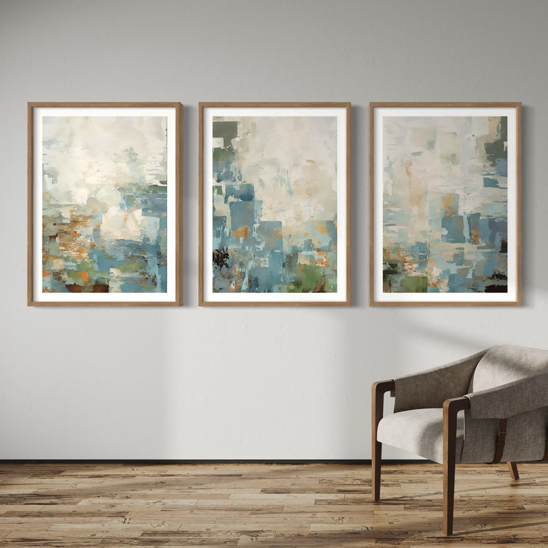 Abstract Art set of 3 prints - Rainy Days