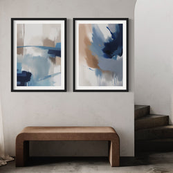 Abstract Art set of 2 prints - Blue Monsoon