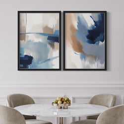 Abstract Art set of 2 prints - Blue Monsoon