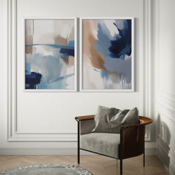 Abstract Art set of 2 prints - Blue Monsoon