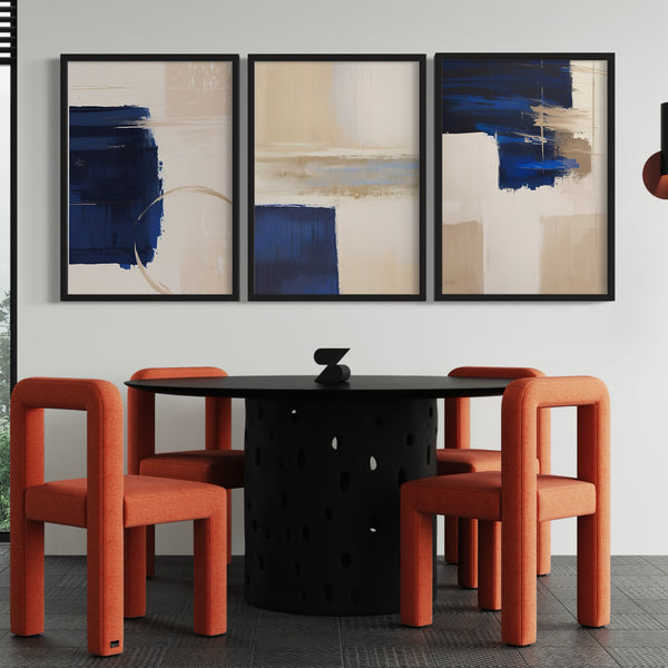 Abstract Art set of 3 prints - Blue Desert