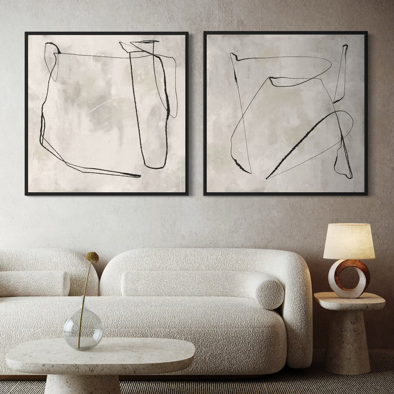 Framed Canvas Set of 2 - Grey Horizon