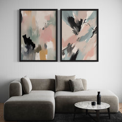 Abstract Art Set of 2 Prints - Pink Casso