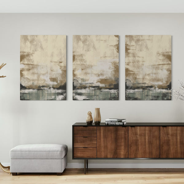 Abstract Canvas Set of 3 - Sage Forest