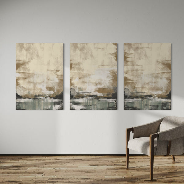 Abstract Canvas Set of 3 - Sage Forest