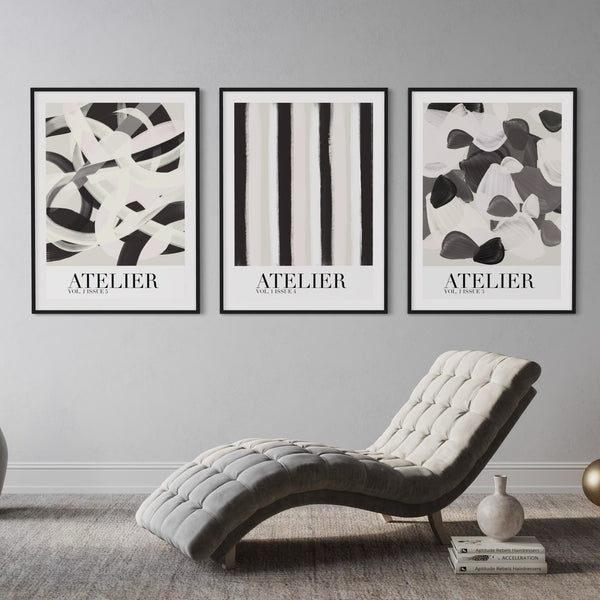 Abstract Art set of 3 prints - Atelier