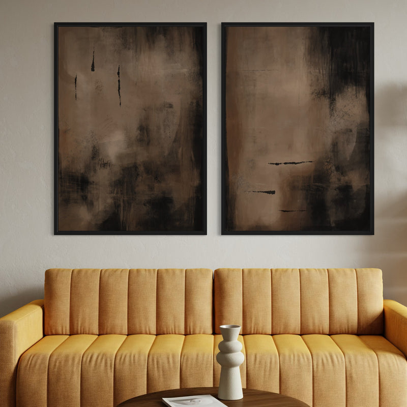 Framed Canvas Set of 2 - Charcoal Nights
