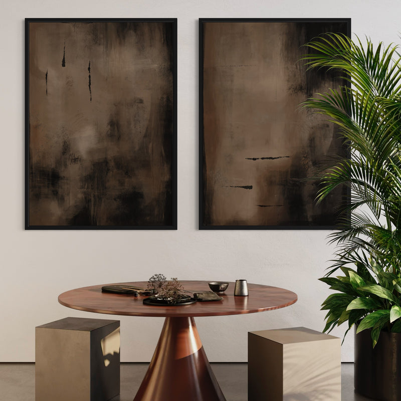 Framed Canvas Set of 2 - Charcoal Nights
