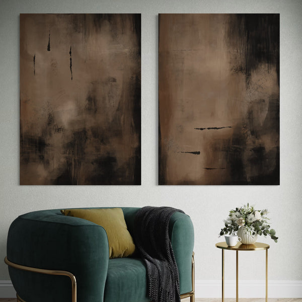 Abstract Canvas Set of 2 - Charcoal Nights