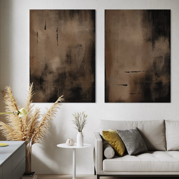 Abstract Canvas Set of 2 - Charcoal Nights
