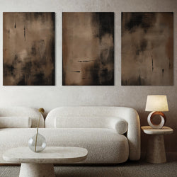 Abstract Canvas Set of 3 - Charcoal Nights