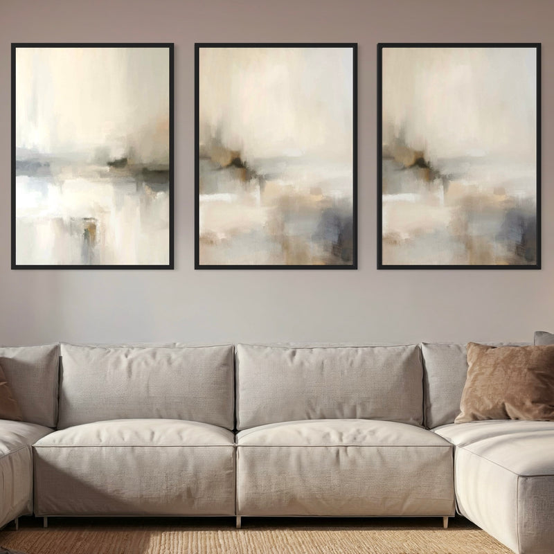 Set of 3 Framed Canvas - Cloud Whisper