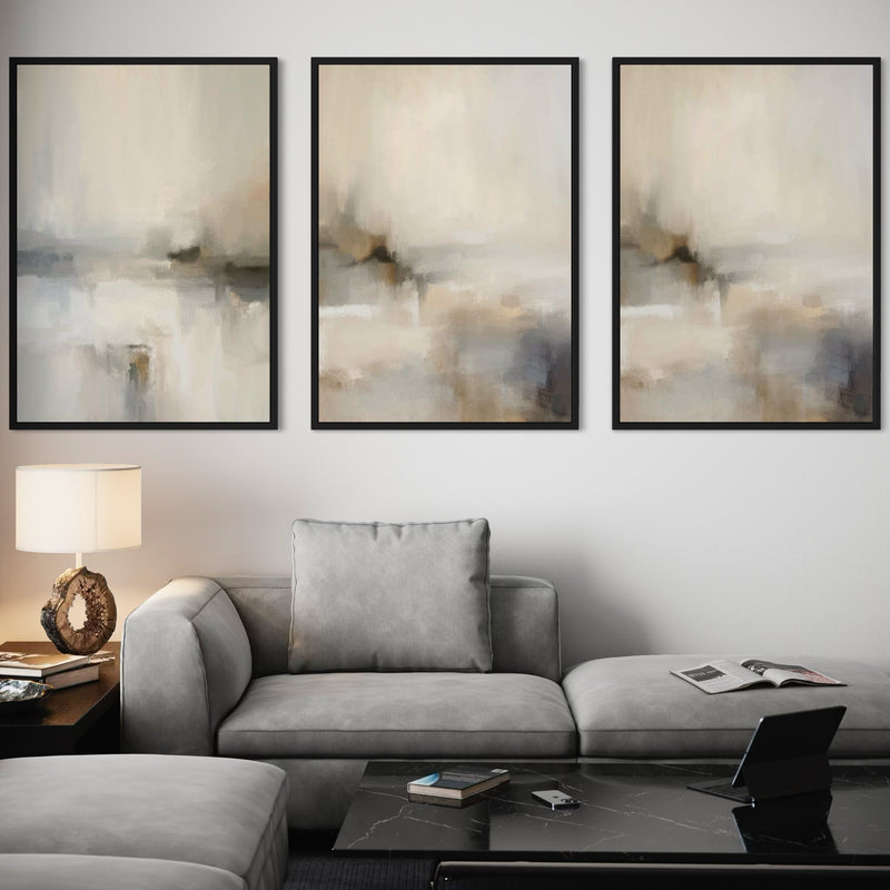 Set of 3 Framed Canvas - Cloud Whisper