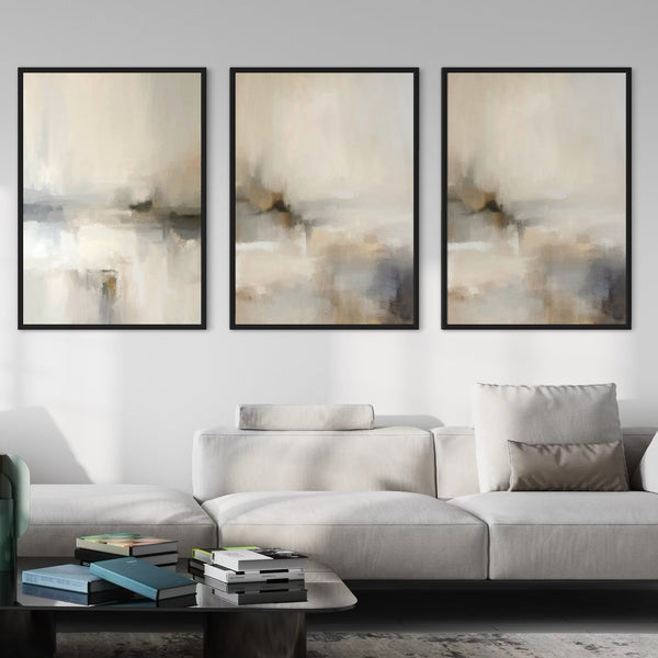 Set of 3 Framed Canvas - Cloud Whisper