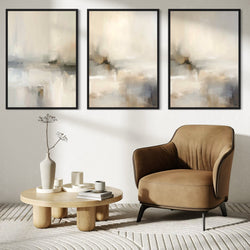 Set of 3 Framed Canvas - Cloud Whisper