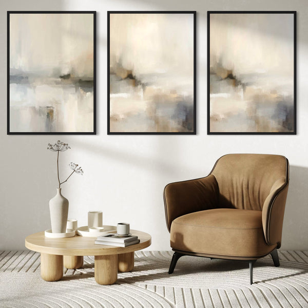 Set of 3 Framed Canvas - Cloud Whisper