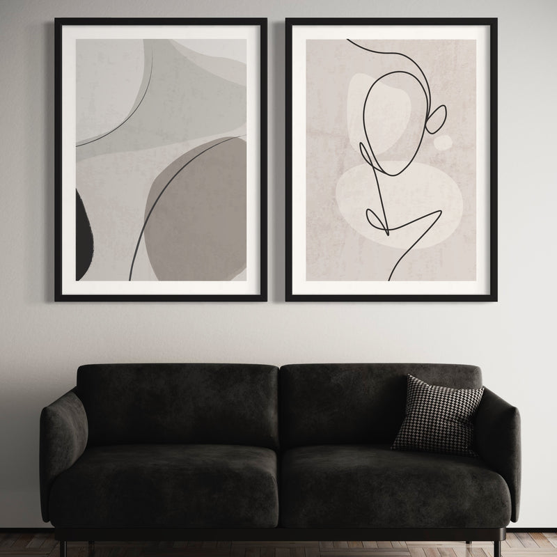 Abstract Art set of 2 prints - Grey Libertá