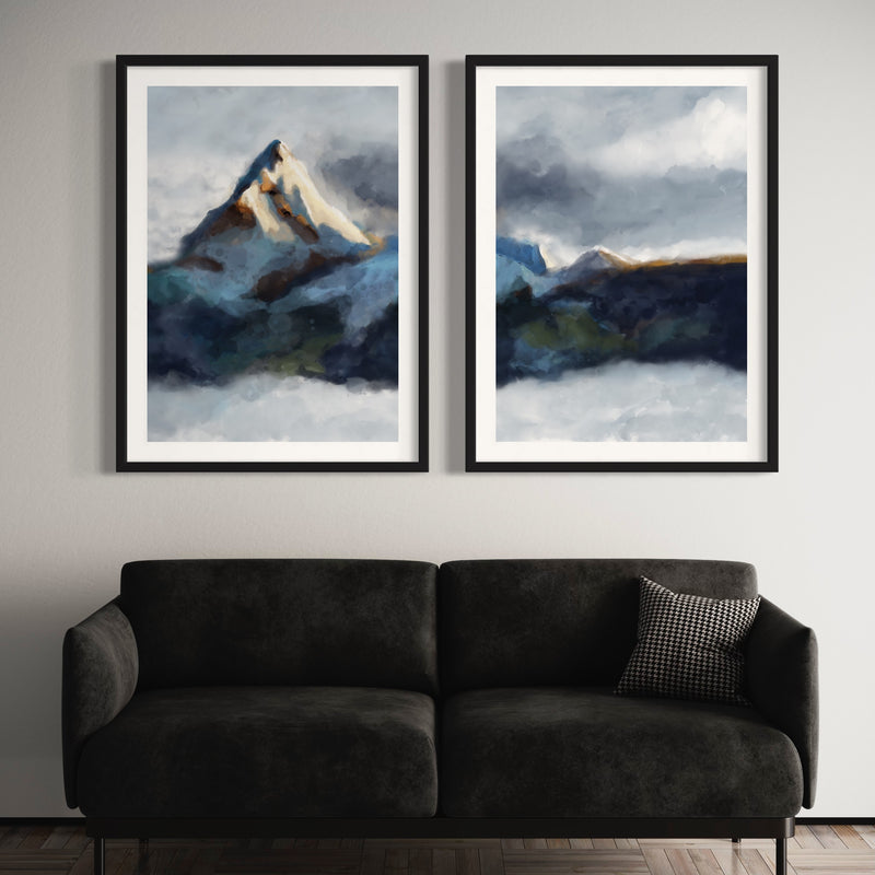 Abstract Art set of 2 prints - Mountains