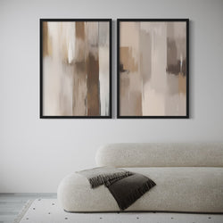 Abstract Art Set of 2 Prints - Dark Hazel