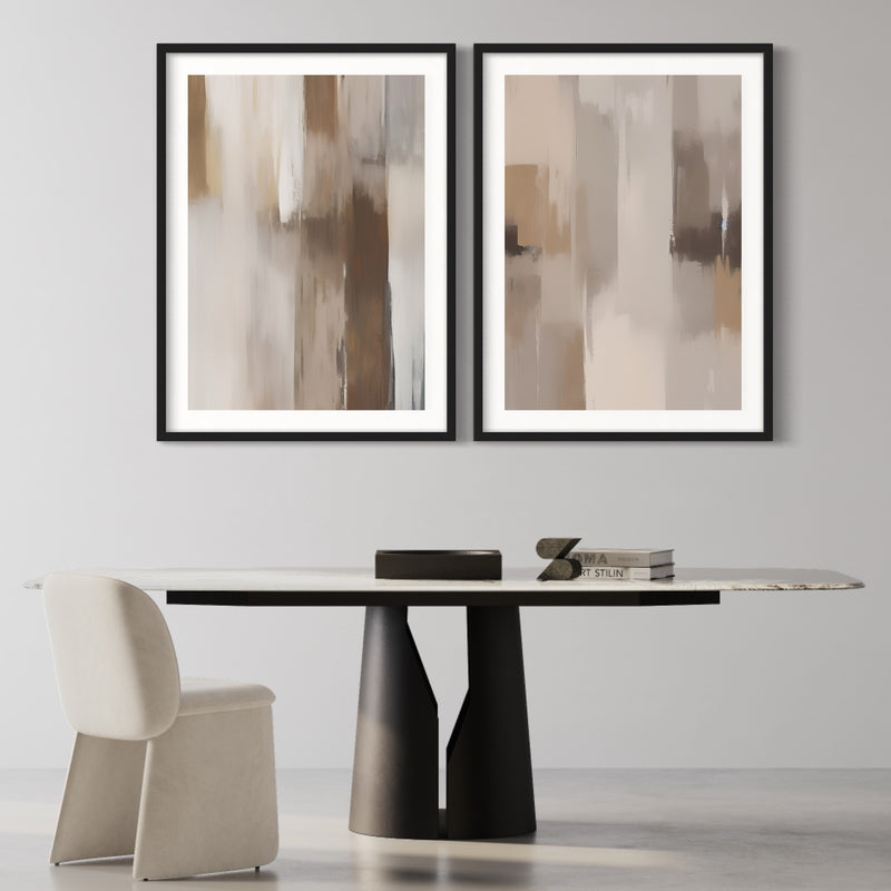 Abstract Art Set of 2 Prints - Dark Hazel