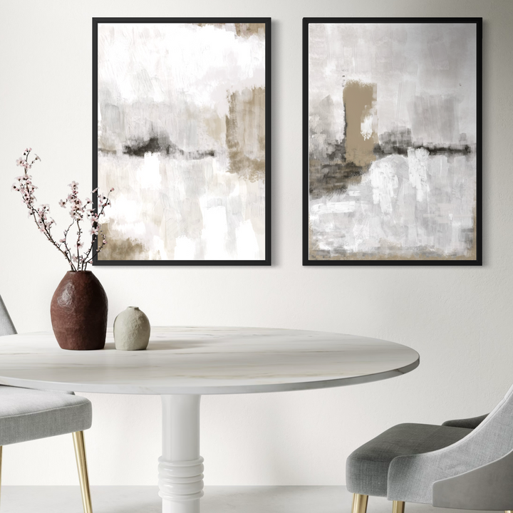 Framed Canvas Set of 2 - Nude & Grey Clouds