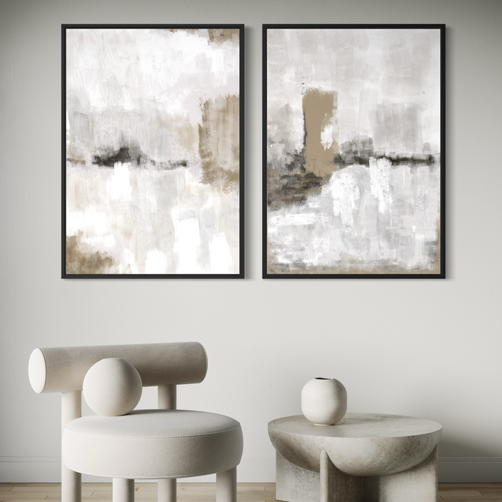 Framed Canvas Set of 2 - Nude & Grey Clouds