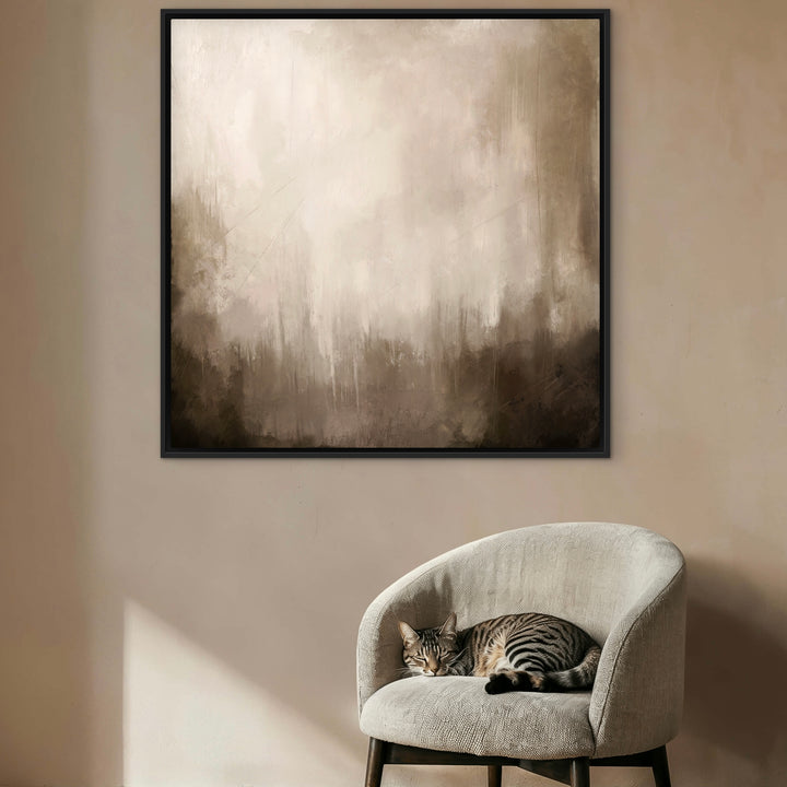 Brown Essence framed canvas displayed in a contemporary living room