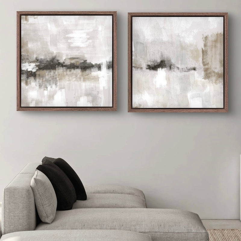 Framed Canvas Set of 2 - Nude and Grey Clouds