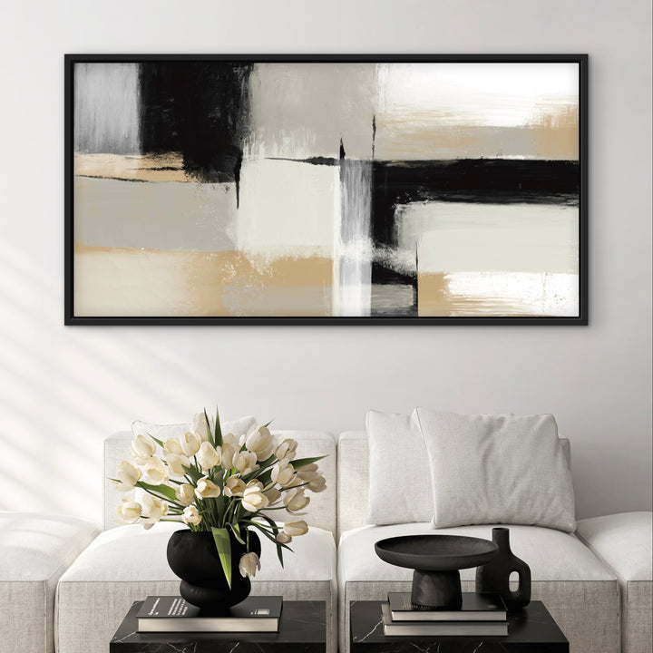 Framed Canvas - Neutral Blocks