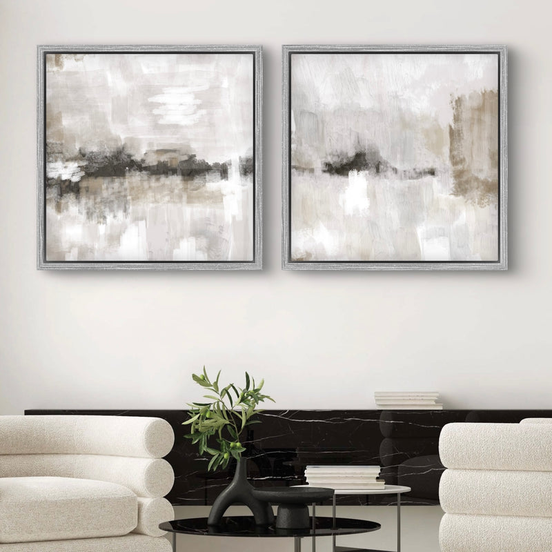 Framed Canvas Set of 2 - Nude and Grey Clouds