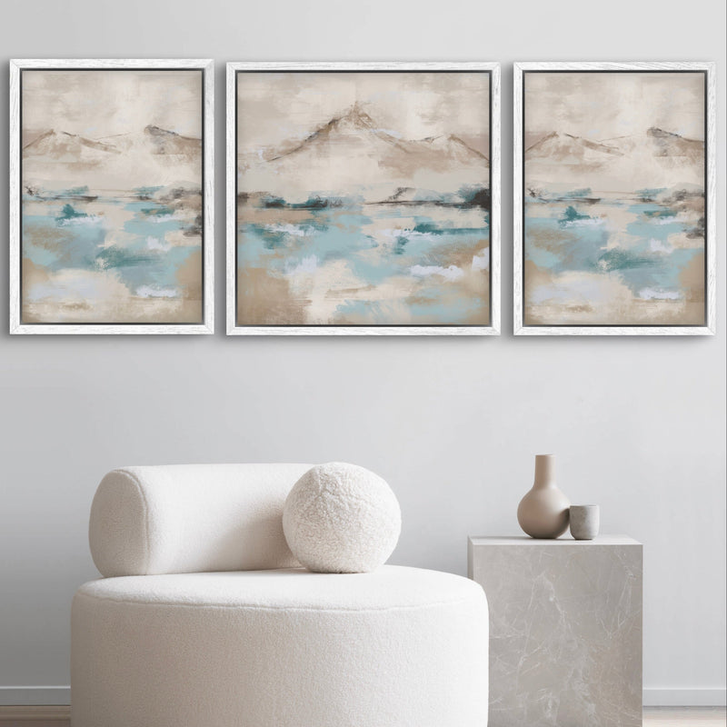 Set of 3 Framed Canvas - Ocean Mountain